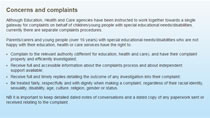 Concerns, complaints and redress