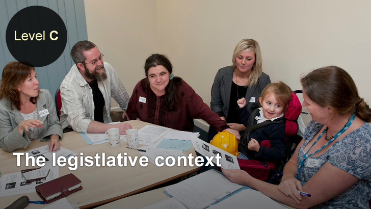 A girl with her parents, teachers
                  and carers take part in a review meeting