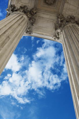 The neoclassical columns of a major
                  national court building