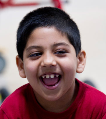 A boy laughing