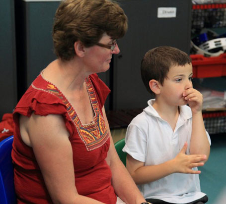 a mother and teacher discuss a child