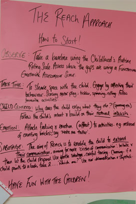 Handwritten poster on a wall. The
                  REACh approach: How to start