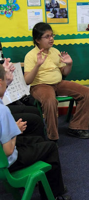 Girl involved in a discussion