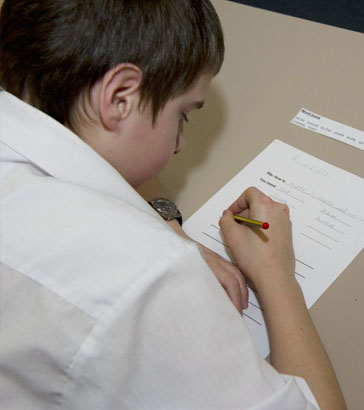 A boy writing