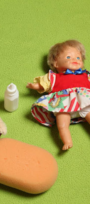 Doll with feeding bottle