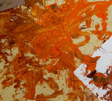 A Pollock-esque oil painting by
                  a child with SLD