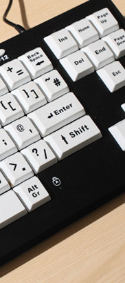 a picture of a black and white keyboard