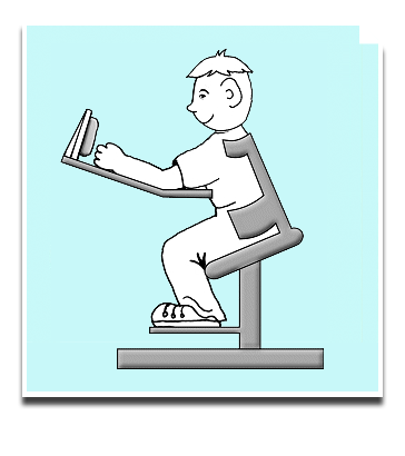 illustration of a boy sat on a chair
                  at a desk