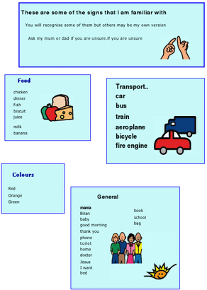 Communication Passport signs
                  that the pupil is familiar with