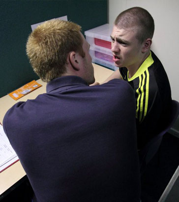 Teacher leading a discussion.