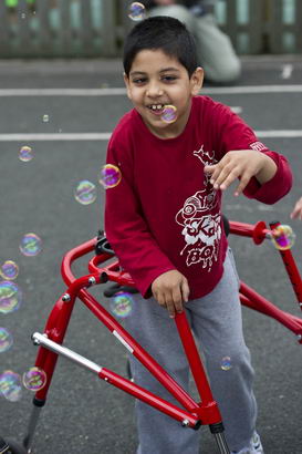 Little boy with bubbles