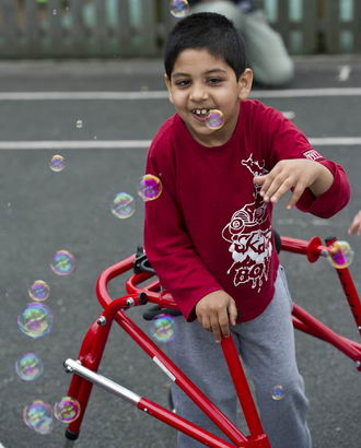 Little boy with bubbles