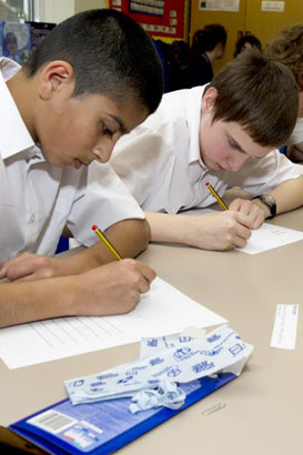 Several pupils writing