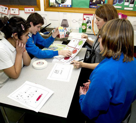 school staff reviewing documents