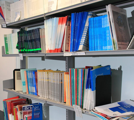 Shelves of journals