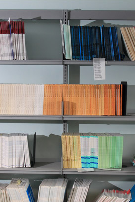 Shelves full of journals