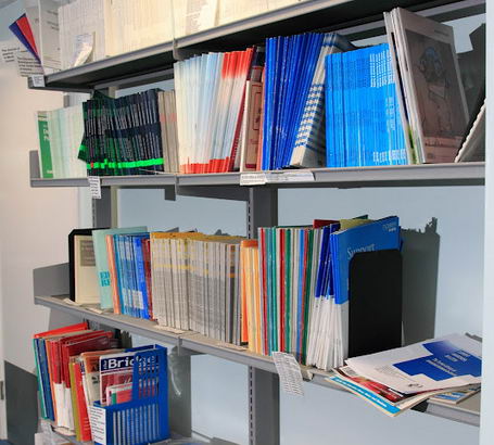 Shelves of journals